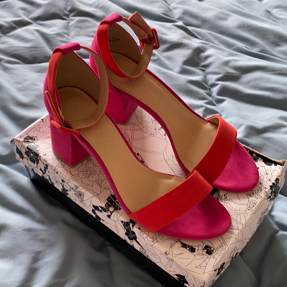 CL by Laundry Jody Hot Pink/Orange Ankle Heels 👠